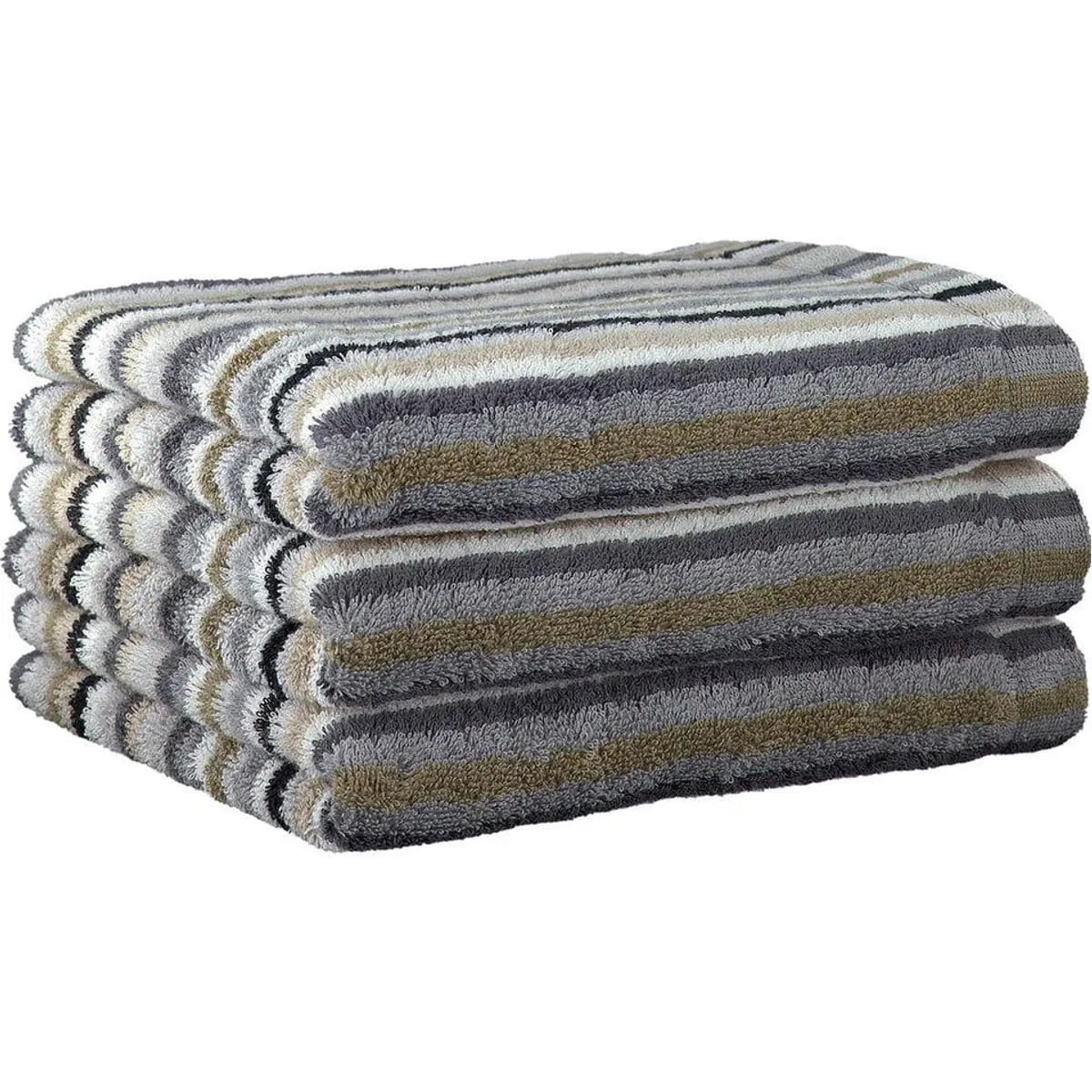 Cawö Gästehandtücher 3er Pack, farbenfrohe Streifen-Design — 100% Baumwolle, pflegeleicht, extraflauschig