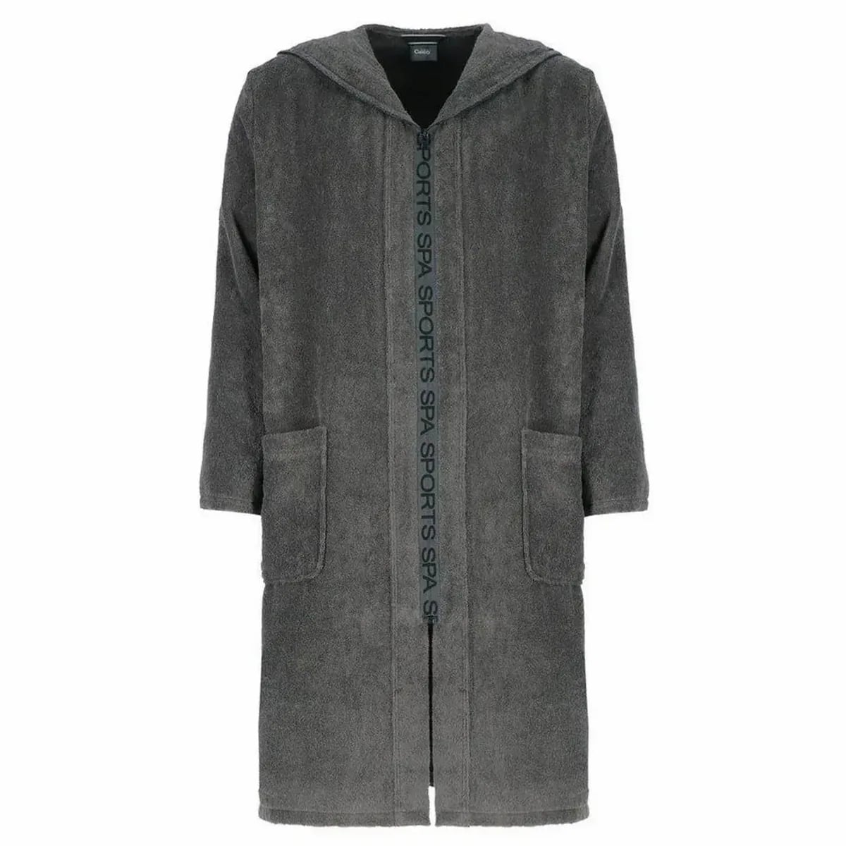 Cawö Herren-Bademantel, 100% Baumwolle, Kapuze, Reißverschluss, praktische Taschen