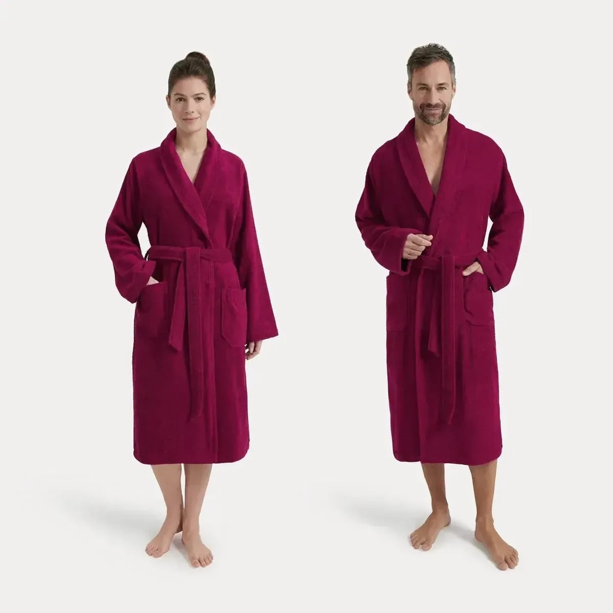 Möve Unisex-Bademantel Basic, 100% Baumwolle, flauschiger Schalkragen